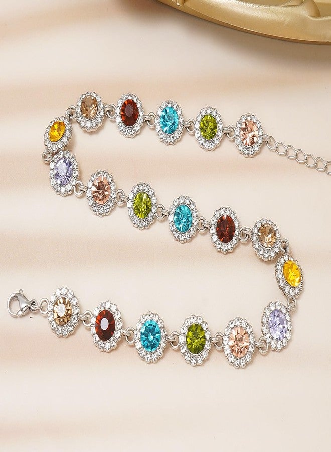 Wovanoo Crystal Choker Necklace Sparkly Rhinestone Chokers Gold Colorful Necklaces for Women Colorful Silver - Image 4